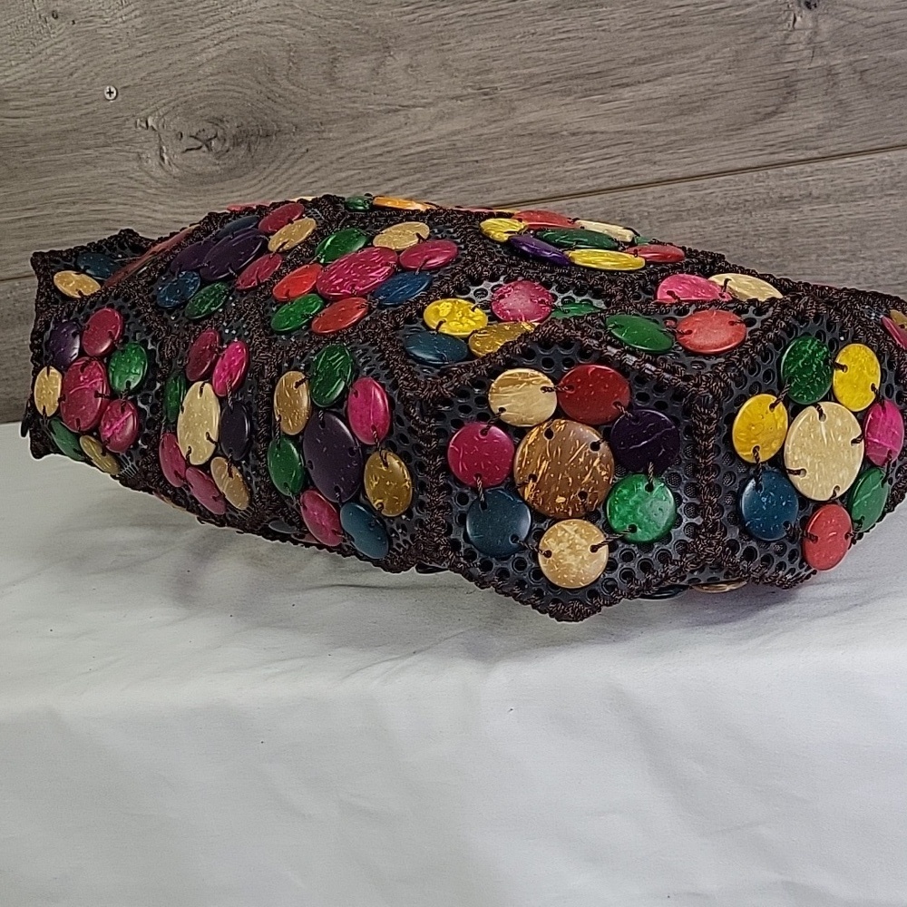 Boho Beaded/Crochet Colorful Patchwork Handbag - Picture 6 of 10